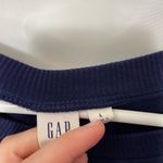 Gap EUC  women’s navy blue glitter decal‎ fleece lined long crewneck sweatshirt L Photo 1