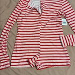 Red Pink and White Striped Long Sleeve Onesie Large NWT Photo 5