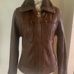 Michael Kors faux fur-trimmed leather jacket Size M Photo 0