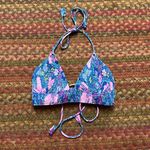 Victoria's Secret  BLUE PINK PAISLEY RUCHED HALTER BIKINI TOP LACE UP BACK Photo 0
