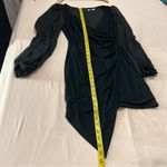 Rumor Womens‎ Size M Black Mesh Sheer Balloon Long Sleeve Faux Wrap Mini Dress Size M Photo 12
