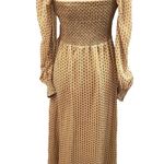 o.p.t Square Neck Smocked Patterned Maxi Dress Brown Gold Cream Size Medium Photo 1