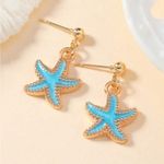 White & Blue Starfish Jewelry Set Gold Photo 3