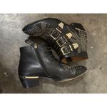 Bashafari Leather studs Ankle shoes Cowboy Boots Metallic black Gold size 39 (8) Photo 1