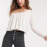 Free People We the  Bondi Thermal Top MEDIUM Scoop Neck Boho Bubble Hem Relaxed Photo 0