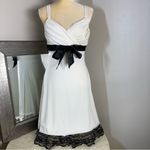 My Michelle  White and Black Pleated Wrap midi dress Photo 2