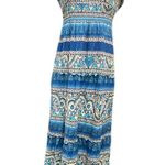 Mudd  Y2K Vintage Boho Blue Paisley Print Halter Top Maxi Dress size large Photo 0