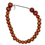 Handmade Wooden Beaded Necklace Cherry-Tone Wood Photo 1