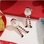 Christmas Santa Claus With Long Legs Enamel Dangle Earrings‎ Cute Party Style Red Photo 5