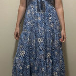 House of Harlow 1960 Blue Floral Boho Maxi Dress with Tie Front Size Small Photo 0