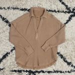 Aerie Brown Oversized Waffle Knit V-neck Sweater Photo 7