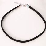 Black Suede Choker Necklace Silver Tone Clasp Adjustable Chain Women 12in New Photo 0