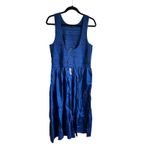 Madewell NWT  Sicily Dress PXL Blue Smocked Midi Dress Sleeveless Summer Casual Photo 3