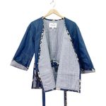 Derek Lam  10 Crosby Denim Kimono Jacket Wrap Belted Floral Patchwork Size 0 | XS Photo 2