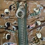 Owl Print Pleated Brown Mini Skirt w Pockets Removable Silver Chain Belt by Lily Size L Photo 9