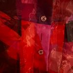 Nina Parker New Trendy Plus Printed Organza Red Button Up Blouse Size 1X Photo 5