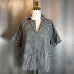 Madewell Gingham Split Back Button Up Short Sleeve Top Blouse Size Small Photo 3