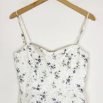 Reformation Mariana Linen Mini Dress in Madeline Blue White Ditzy Floral Print Photo 6