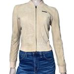 Members Only  Vintage Women’s Size S Tan Perforated Suede Full Zip Jacket Photo 1