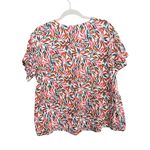 Lands' End Lands’ End Tropical Boho Linen Short Sleeve Floral Blouse XL Multicolor Vacation Photo 2