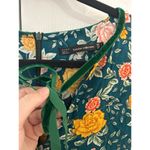 ZARA Green & Yellow Rose Floral Print Velvet Trim Romper Photo 5