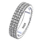 Boutique NEW 14k Gold Plated S925 Triple Row Eternity Round Diamond Wedding Ring, Size 7 Photo 0