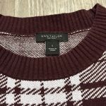 Ann Taylor  Factory Burgundy Plaid  Sweater Photo 1