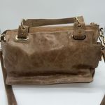 Vince Camuto  Metallic Taupe Leather Multi‎ Compartment Convertible Shoulder Bag Photo 2