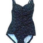 Le Suit LE COVE NWOT One Piece Black & White Polka Dot Modest Pin Up Style Size 10 Photo 0