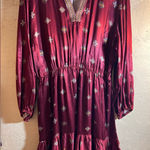Shyanne Burgandy Maroon Western Southwestern Patterned Long Sleeve Dress XL Photo 0