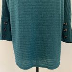 Parallel Skies Ribbed Knit Boat Neck 3/4 Sleeve Top Large Button Y2K Soft Layers Green Photo 9