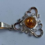 Stylish Women's Amber & Silver Heart Pendant Orange Photo 4