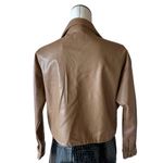 T Tahari NWT  Faux Leather Bomber Jacket Small, ICED LATTE Photo 5