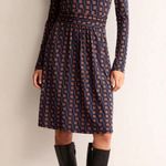 Boden Abigail Long Sleeve Crew Neck Jersey Dress blue multi size 16 Photo 0