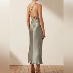 Shona joy La Lune Asymmetrical Bias Cowl Midi Dress in Sage 4 Photo 3