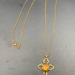 VTG Bethlehem Nativity Stone Relic Cross GOLD TONE Pendant 925 Necklace 28” Photo 1