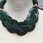 3 Piece Green Beaded Statement Necklace and Earring Set Photo 12