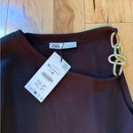 ZARA NWT  Chocolate Off-Shoulder Sweater with Chain Accent Photo 2