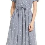 Madewell Blue Gingham Midi Dress Photo 5