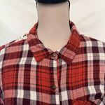 LINDA ANDERSON Crochet Back Plaid Womens Shirt Sz Small Western Festival Orange Photo 1