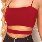 SheIn Red Crop Top Tank With Slit  Photo 0