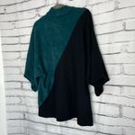 Alfani  Teal Black Colorblock Mock Neck Short Sleeve Sweater Women’s 1X Fuzzy Photo 9