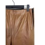 ZARA Faux Leather Hi Elastic Waist Skinny Ankle Crop Pants Raw Hem M Brown #3100 Photo 11