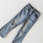 Risen Jeans Size 5 27 Blue Low Rise Raw Hem Ankle Straight Denim Pants Photo 1