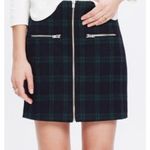 Madewell  Plaid Mini Skirt Women Size 0 Wool Blend‎ Green Blue Zipper Lined Photo 3