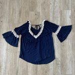 simply styled Womens by Sears Blue Lace Blouse - M Photo 4