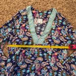 Liz Claiborne Paisley Block Print Floral Tunic Rop Colorful 3/4 Sleeve V-neck Photo 7