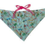 Unique Vintage  Blue Pink Retro Barbie Graphic Print Tulle Hair Scarf Photo 0