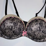 Victoria's Secret  Very Sexy Strapless Black Lace Pink Bow Bra Photo 0
