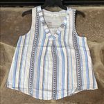 Anthropologie Mine for  Blue and White V-Neck Sleeveless Blouse button back Photo 4